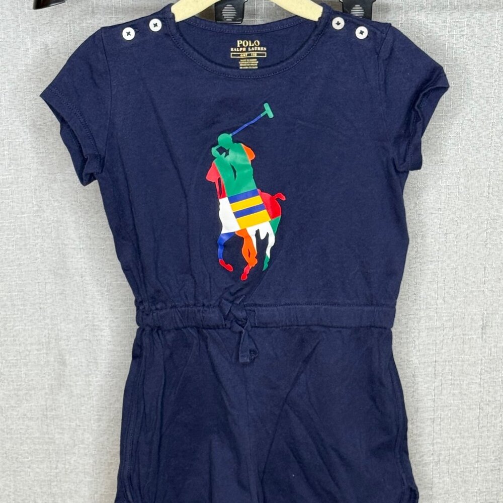 Polo Ralph Lauren - Girls Shortleeve Logo Romper - Size 4T